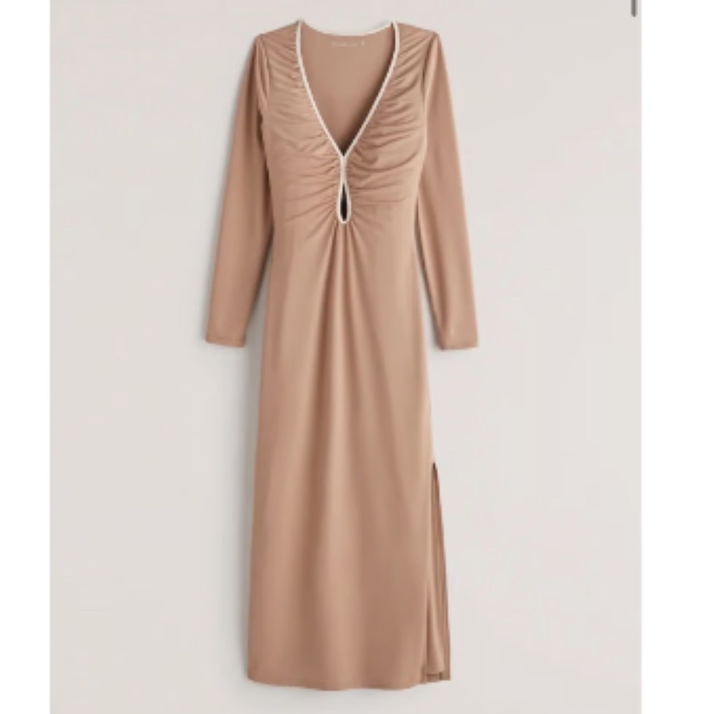 Abercrombie and Fitch Long Sleeve Keyhole Midi Slit Dress